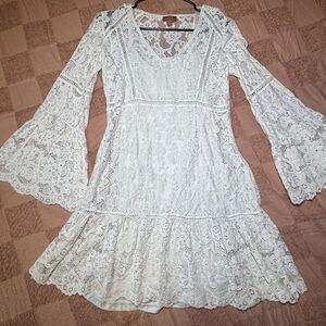 Scully White Lace Long Sleeve Dress